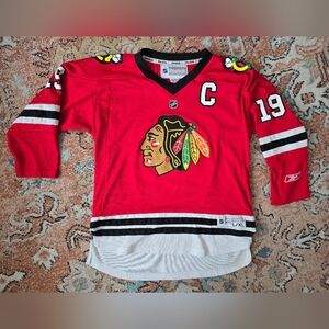 Reebok Youth Toews Blackhawks Red and Black Hockey Jersey